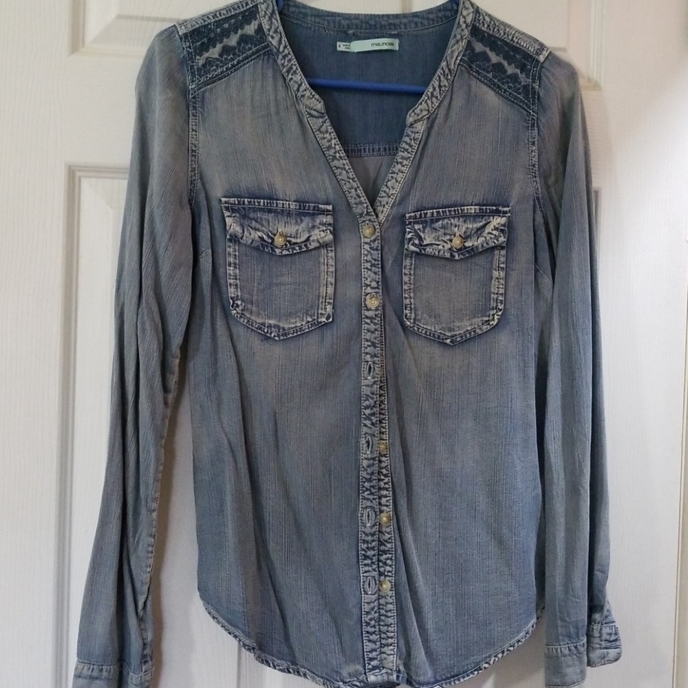 Jean button down tee